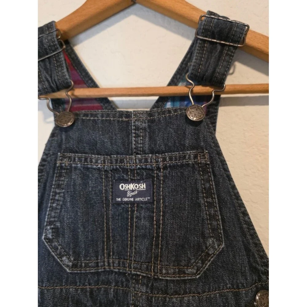 VTG OshKosh B'gosh Overalls Vestbak Plaid Flannel Lined Size 2T
